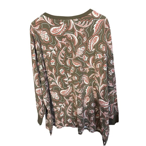 Belle By Kim Gravel 4X Floral Long Sleeve V-Neck Top - Picture 4 of 4